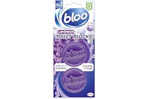 Bloo In Cistern Twin Blocks Violet with Long Lasting Anti-Limescale Cleaning, Foaming & Purple Water Technology