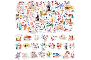 SHANFAA Summer Beach Stickers 46PCS,Hawaiian Beach Surfing Stickers for Scrapbooking, DIY Crafts, Laptops, Journal, Gifts for Adult, Child