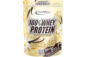‎IRONMAXX IronMaxx 100% Whey Protein Pulver 500g - Vanille | Cremiger Eiweißshake mit BCAAs & EAAs | High Protein, Low Carb & zuckerarm | Ideal für Muskelaufbau & Fitness