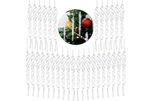UNOLIGA 32pcs Decoración Arbol de Navidad Carámbanos de Acrílico, 13cm Adornos Arbol de Navidad Blancos Transparentes Carámbanos de Cristal, Colgantes Arbol Navidad