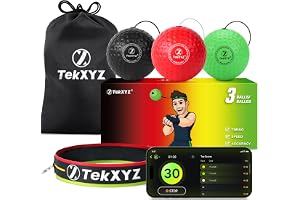 TEKXYZ Boxningsreflexboll, 3 svårighetsgrader Boxningskula med pannband, perfekt för reaktion, smidighet, slaghastighet, stri