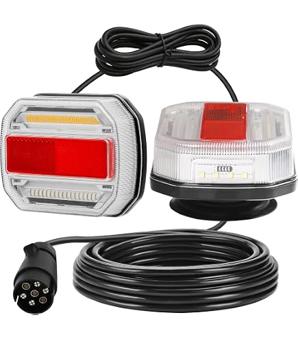 PROZOR Luces Traseras Remolque 18LED Magnéticas IP65: Kit 7 Pines 7.5m, Homologación E-mark