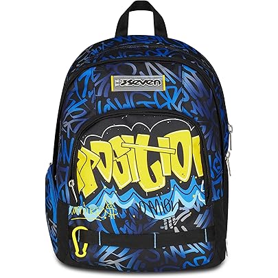 Seven Zaino Scuola Dual 31L Grigio – Doppio Scomparto, Tasca PC, Porta Borraccia, Per Scuola Media E Superiore