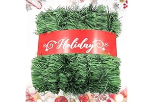PLACHIDAY Weihnachtsgirlande, Deluxe 15M Künstliche Nicht Beleuchtete Weiche Grüne Girlanden - Festliche Feiertagsdekoration für Drinnen und Draußen