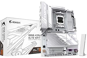 GIGABYTE B850 AORUS Elite WIFI7 Ice Carte Mère - AMD Ryzen 9000 Series CPUs, VRM numérique 14+2+2 Phases, jusqu'à 8200MHz DDR5 (OC), 1xPCIe 5.0 + 2xPCIe 4.0 M.2, LAN 2,5, WiFi 7, USB 3.2 Gen 2x2