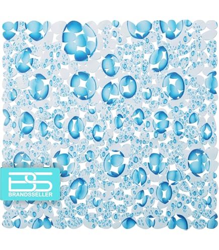 Tappetino Doccia Antiscivolo 50x50cm - PVC Con Ventose, Design Cerchi Turchese - Foto 4
