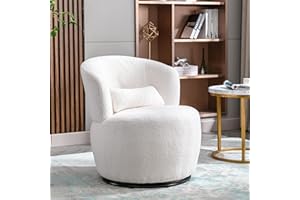 ZYLOYAL10 Pluszowe krzesło obrotowe z poduszką lędźwiową z białym misiem – obciążenie 100 kg z obrotową metalową podstawą (białe)