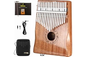 Moozica EQ Kalimba - Piano de pulgar de 17 teclas, madera maciza, kalimba eléctrica profesional con pastilla incorporada, instrumento musical
