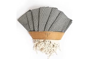 SMYRNA TURKISH COTTON Wash Cloths Pack of 6 | 100% Natural Cotton, 30x45 cm | Versatile Bath Towels for Bathroom, Hotel, SPA | Ultra Soft, Absorbent, Prewashed Quick Dry Turkish Hand Towels Black