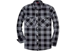 siliteelon Flannel Shirt Checked Shirt for Men Plaid Shirt Cotton Lumberjack Regular Fit Men's Long Sleeve