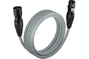 huaham Kabel XLR 1 m, kabel mikrofonowy nylonowy pleciony XLR męski na żeński zrównoważony 3-pinowy kabel mikrofonowy XLR, kompatybilny z mikserem, studiem nagraniowym, systemami głośnikowymi i innymi