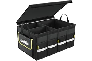 oasser Organizer per Bagagliaio Auto Waterproof 55L 600D Tessuto Oxford Organizer per Bbaule Pieghevole Multiscomparto Antiscivolo con Base Robusta Borsa per Bagagliaio Nero