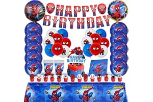 RUNUP Naczynia urodzinowe, 50-częściowy zestaw superbohaterów dekoracji urodzinowych, Avengers, zestaw akcesoriów imprezowych, talerze, kubki, serwetki, superbohaterowie, urodziny dziecka, impreza