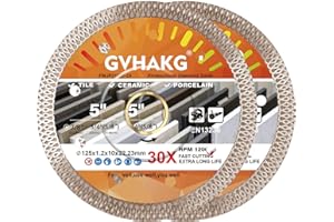 GVHAKG Diamentowa tarcza do cięcia 125 mm, bardzo cienka tarcza diamentowa do cięcia i cięcia płytek, gresu, granitu, marmuru (125 x 22,23 mm, 2 szt.)