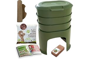 Moutta | Magic Worm Verde Oliva | Vermicompostador de Cocina 3 bandejas | 250gr de Lombriz / 500 und. | Kit Completo