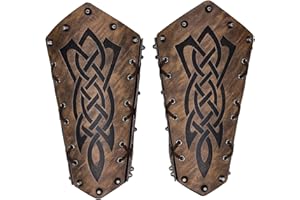 COSFAN 2 pezzi parabraccia in pelle, parabraccio per tiro con l'arco vichingo, parabraccio medievale, parabraccio vintage per cosplay LARP