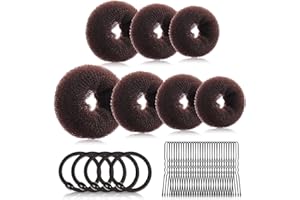 WEHOOM Hair Bun, 7 Stück Haardonut, Duttkissen Groß, Hair Bun Maker, Dutt Hilfe, mit 5 elastischen Haarband, 20 U-Form Haarspange Haarnadel Geeignet für Haartänzerinnen Frauen(Braun)