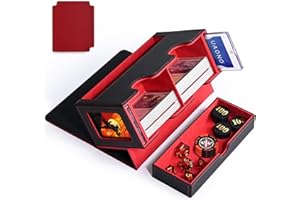 UAONO Caja de almacenamiento para tarjetas MTG, caja de almacenamiento doble con 2 soportes de exhibición de mando y 1 bandeja para dados, puede contener más de 200 tarjetas de doble mango