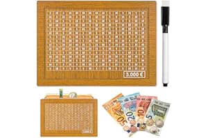 SIXSSSM Caja de Ahorros de Madera,Hucha con Contador,Hucha con Objetivo de Ahorro,Hucha Madera,Hucha de Monedas de Madera,Hucha Reutilizable con bolígrafo,Ayuda a los niños a Ahorrar el hábito (3000€)