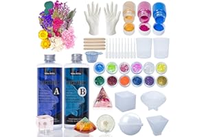 VIDAROSA Vida Rosa Kit de résine époxy 1:1 pour débutant 600 g Revêtement en cristal pour art, artisanat, fabrication de bijoux, tables de rivière, 2 gants, 2 tasses à mesurer et 2 bâtons en bois
