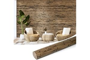 Art3d Panel de pared de bambú natural Decoración de paredes interiores 244 x 122 cm Enrollado renovable Paredes Techos Muebles Armarios Oficinas Tostado oscuro