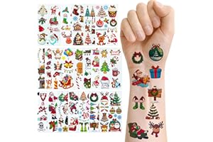 XIONGHONGLONG 20 Blätter Tattoo Weihnachten Kinder Set,Weihnachten Temporäre Tattoos für Kinder,Wasserdichte Tatoos Aufkleben,für Jungen Mädchen Party Decorations Weihnachtsassesoires Adventskalender Füllung