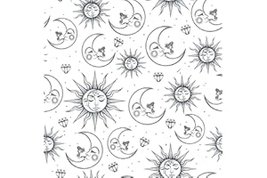 ReWallpaper 44.5CM×7M Carta da Parati Autoadesiva Bianca e Nera Sole e Luna Carta da Parati Adesiva Muro Cameretta Bambini Rotolo Carta Adesiva per Mobili Fantasia Pellicola Rivestimento Parete Bagno