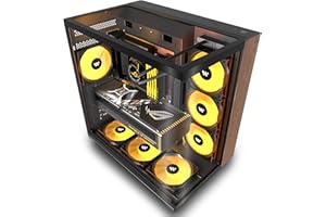 ANSAITE PC Gehäuse - Vorinstallierter 6 PWM ARGB-Lüfter, ATX Mid-Tower Gaming PC-Gehäuse, 270° Panoramaglas mit Type-C -Schwarz, P7