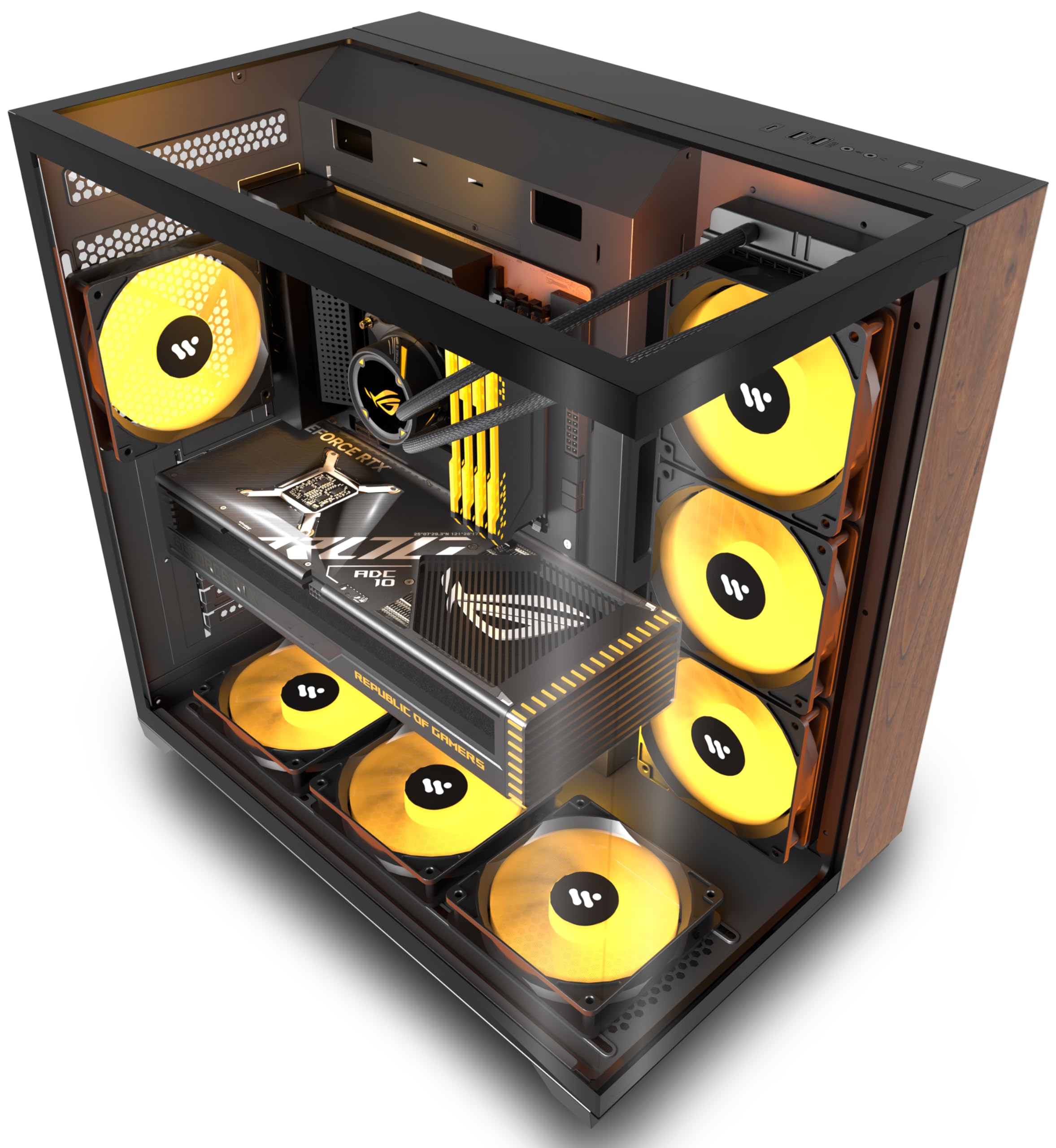 PCZZOI ATX Gaming PC CASE with 6 PWM ARGB Fans,Full-View Tempered Glass