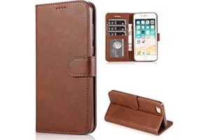 CTIUYA Cover per iPhone SE 2022 / iPhone SE 2020 / iPhone 8 /iPhone 7 Custodia Cover in Pelle Portafoglio a Libro Flip Case Cover con Porta Carte Magnetica Protettiva Completa Cover Custodia,Marrone