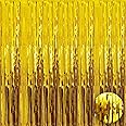 KatchOn , Gold Backdrop Curtain - 3.2x10 Feet, Pack of 1 | Gold Fringe Backdrop for Golden Birthday Party Decorations | Gold Streamers Party Decor | Happy New Year Backdrop, Happy New Year Decorations