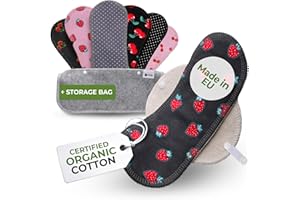 NATISSY Salvaslip reutilizables en algodón orgánico para flujo blanco (M, 7 uds.); HECHOS EN LA UE, lavables a alta T°, 100% transpirables y suaves, salvaslip tela cómoda, protección femenina diaria (sin PUL)