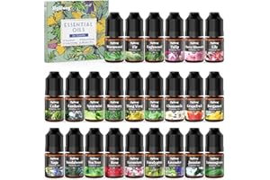 SIGWONG Essential Oils Set, 24 Scents Pure Fragrance Oils for Candle Soap Making, Long Lasting Natural Fragrance Oils for Diffuser, Humidifier, Scented Oils for Body Massage, Aromatherapy, 6ml/0.2oz Each
