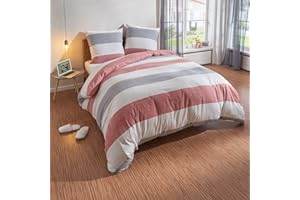 ‎TRAUMSCHLAF Traumschlaf Bettwäsche Biber Streifen rot 1 Bettbezug 200 x 200 cm + 2 Kissenbezüge 80 x 80 cm