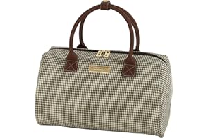 LONDON FOG Women Cambridge Carry-On Luggage, Olive Houndstooth, 16 inch
