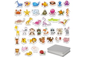 WISPLYE Magneti Bambini Animali, 40 Calamite Frigorifero Bambini, Giochi Magnetici di Animali Selvatici, Animali da Fattoria e Animali Marini, Giocattoli Educativi di apprendimento per Bambini 3 Anni