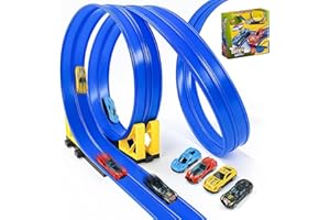 GIFTGEM Hot Wheels Track 5M Dual Lane Builder Set for Toy Cars | All-in-One Hotwheels Tracks Set with 4 Alloy Cars, Ramps & Storage Bag | Flexible Car Track Gift for 3-8 Year Old Boys & Girls, Screen-Free Fun