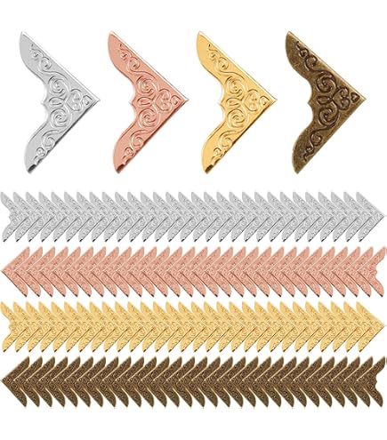 200 Pièces Protections Coins De Livres En Métal - Doré Et Noir - Décoratif Et Anti-pliure