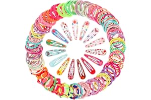 MELLIEX Akcesoria do włos dla niemowląt: 100 elastycznych opasek do włosów i 30 wielokolorowych, metalowych spinków