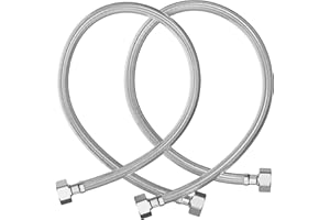 YUANNY 2 tubi flessibili da 1/2 pollici su entrambi i lati, 100 cm, tubo di collegamento, tubo di collegamento, tubo flessibile per rubinetto, valvola angolare, lavabo, lavello della cucina