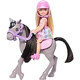 Barbie Chelsea&trade; Doll and Pony Barbie Chelsea doll and toy horse set, helmet accessory included, baby's knees to pony