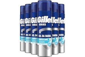 Gillette Series Gel De Afeitar Refrescante Con Eucalipto Para Hombre, Piel Sensible, Contra Cortes, Ardor, Escozor, Enrojecimiento Y Tirantez, 200ml x6