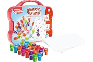 Maped Creativ - Mallette Animaux Loisirs Créatifs pour Enfants dès 3 ans-26 Tampons Pré Encre Lavable-J41476, 41476, Multicolore