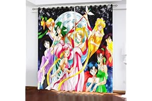 SNcek Sailor Moon Verdunkelungsvorhang wasserdichte Polyester Stoff Mit Ösen, Sailor Moon Kinder Verdunkelungsvorhänge Blickdicht Für Kinderzimmer (150x166cm(BxH)/ 75x166cmx2,4)