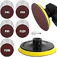 Pomsare 50 PCS 125mm Sanding Discs with Hook and Loop Backing Pad M14 Threads, Angle Grinder Drill Sanding Attachment Sander, 40/60/80/120/180 Grits Sanding Pads for Wood Metal Car Polishing