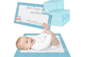 Hautfreundliche Wickelunterlagen einweg 40 x 60 cm DERMATEST SEHR GUT saugstarke einweg wickelunterlage baby zubehör mit rutschfester Rückseite - 50 Stück