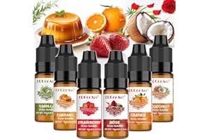 ERCORART Food Flavouring Oil - Concentrated Candy Flavour, 6 Liquid Lip Gloss Flavouring Oil, Strawberry Vanilla Rose Flavour Oil for Baking, Cooking, Slime Making, Drinks - 10ml Bottles