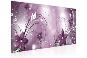 Runa Art Cuadro Decorativo Abstracto Flores 1 Parte Moderno Cuadro Lienzo no Tejido para Sala Rosario Violeta Púrpura 005412b