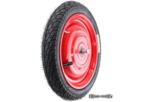 BISOMO Scheibenrad komplett, Felge 12,5 Zoll, Reifen & Schlauch Autoventil, Verstärkte Achse, Stahlfelge, fertig Montiert, Anhänger, DDR Handwagen, Laufrad + Bisomo Sticker