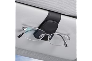 Jinpojun Brillenhalter für Auto, Leder Sonnenbrillenhalter für Auto, Sonnenblende Ticket Karten Clip für Freunde Familie Aufbewahrungsbox Organizer (Schwarz)
